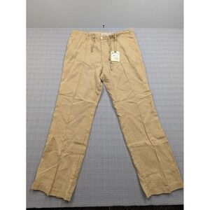 Margaritaville Pants Mens XL Beige 100% Linen Drawstring Elastic Waist Beach